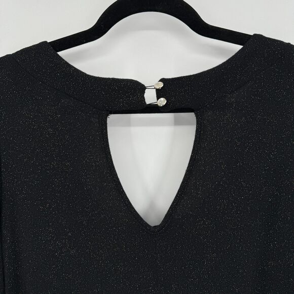 TORRID Black Gold Speckled Mini Studio Knit Ruched Long Sleeve Shift Dress Sz 2 - Picture 5 of 7